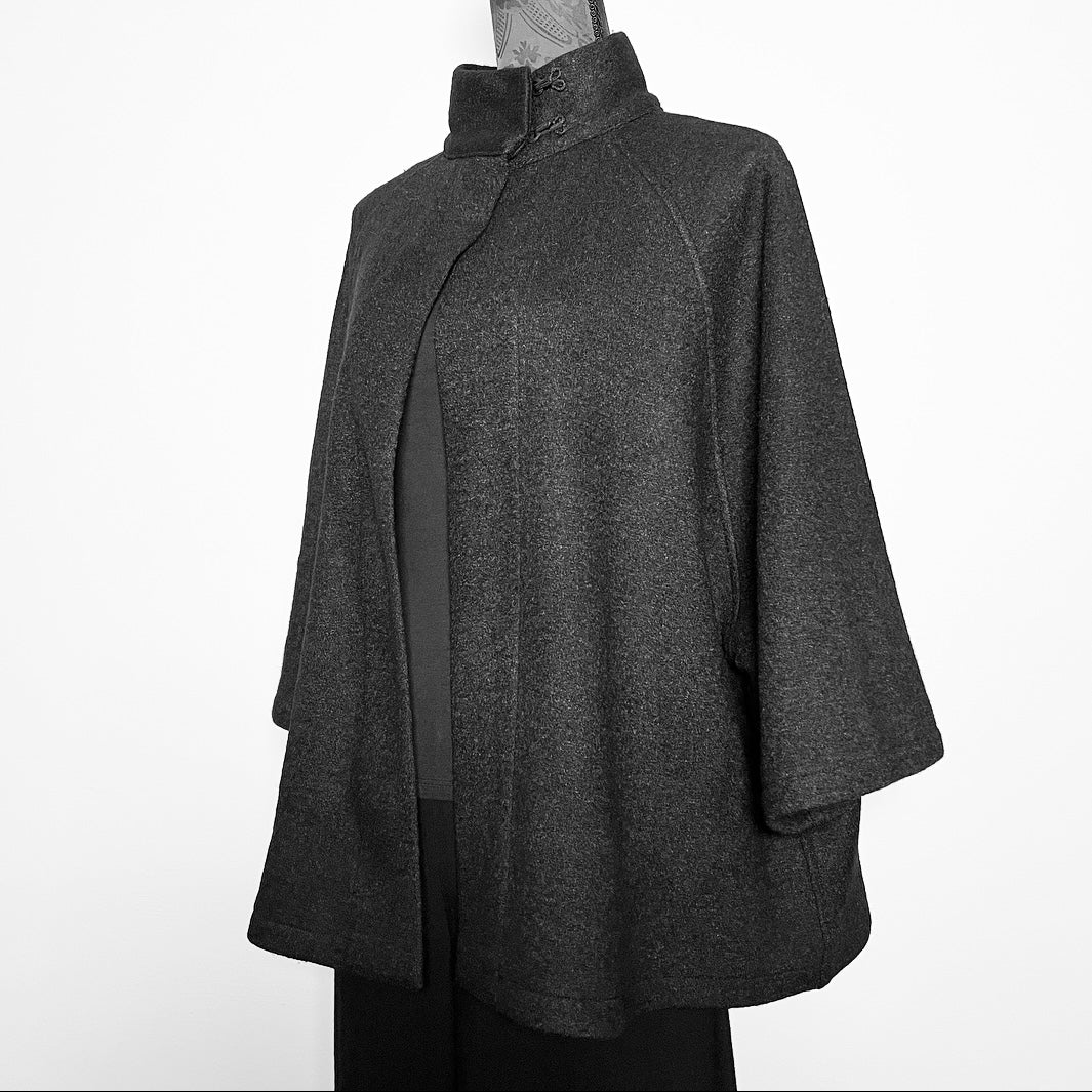 Black wool swing coat winter wool jacket evening coat stylish clothing handmade in melbourne classy elegant clothing timeless pieces timeless clothing classic style unique clothing unique style ageless style luxe fabrics statement clothing statement style clothing womens clothing made in australia eloise the label