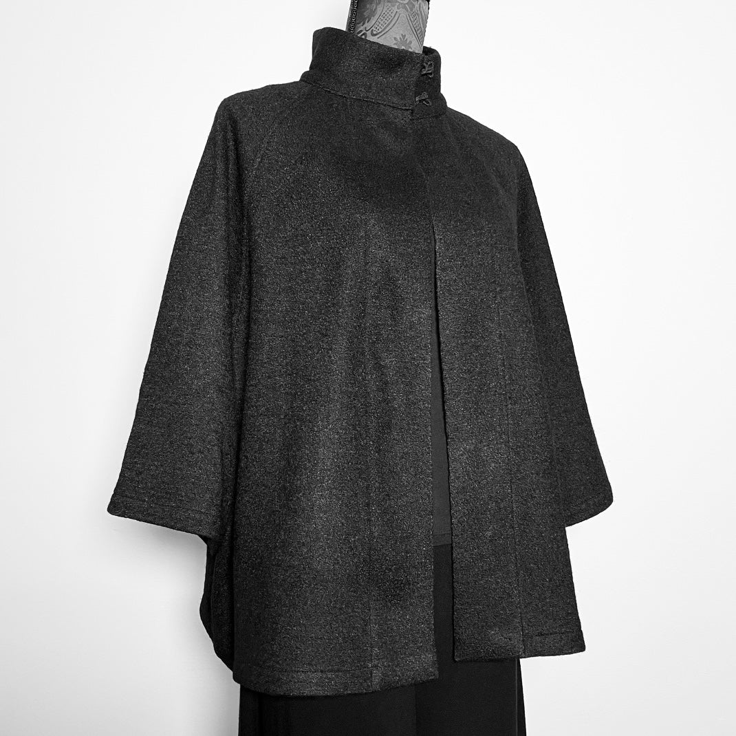 Black wool swing coat winter wool jacket evening coat stylish clothing handmade in melbourne classy elegant clothing timeless pieces timeless clothing classic style unique clothing unique style ageless style luxe fabrics statement clothing statement style clothing womens clothing made in australia eloise the label