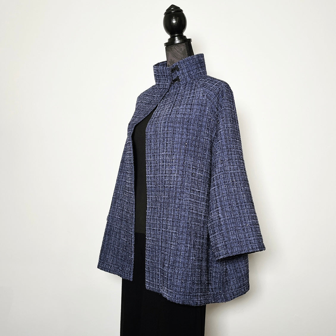Purple plaid swing coat winter wool jacket evening coat stylish clothing handmade in melbourne classy elegant clothing timeless pieces timeless clothing classic style unique clothing unique style ageless style luxe fabrics statement clothing statement style clothing womens clothing made in australia eloise the label