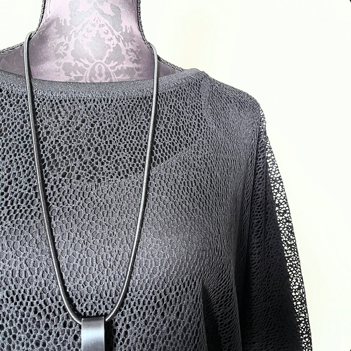 black mesh top 3/4 length batwing sleeves melbourne made unique clothing timeless style gothic style eloise the label