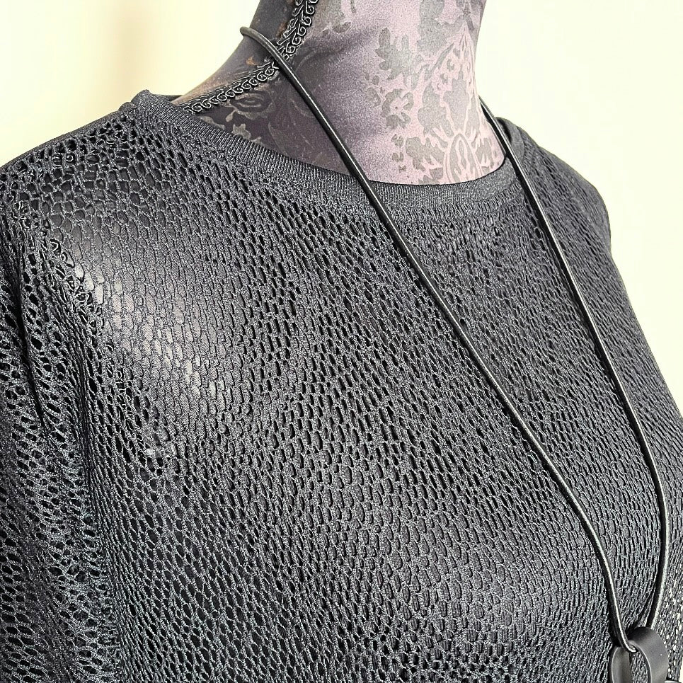 black mesh top 3/4 length batwing sleeves melbourne made unique clothing timeless style gothic style eloise the label