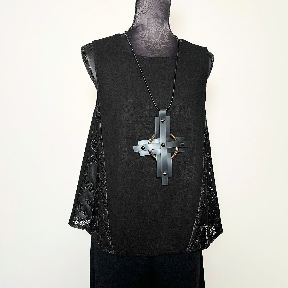 black linen summer sleeveless top lace elegant swing top melbourne made eloise the label