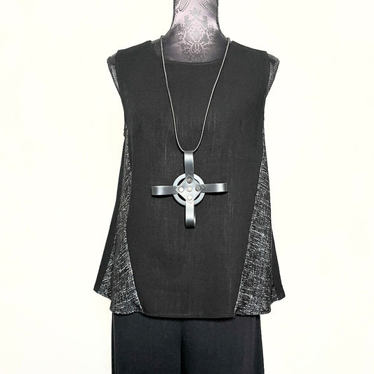 black linen summer sleeveless top silver elegant swing top melbourne made eloise the label