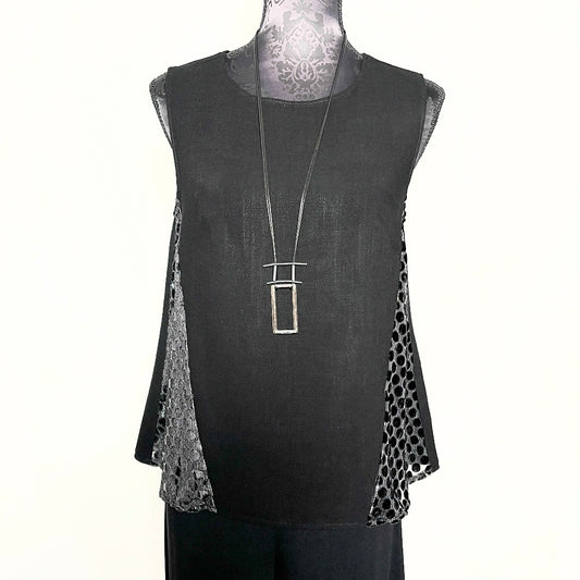 black linen summer sleeveless top silver elegant swing top melbourne made eloise the label