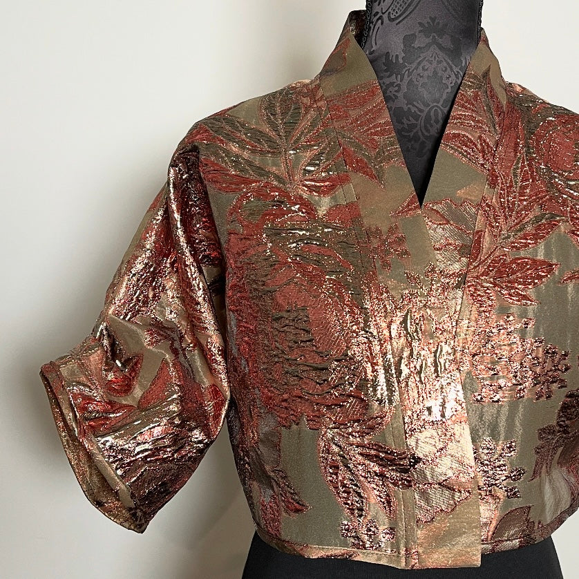 Bolero Jacket - Gold Auburn Brocade Organza - One Of A Kind Eloise the label Bolero Jacket - Gold Auburn Brocade Organza - One Of A Kind Eloise the label