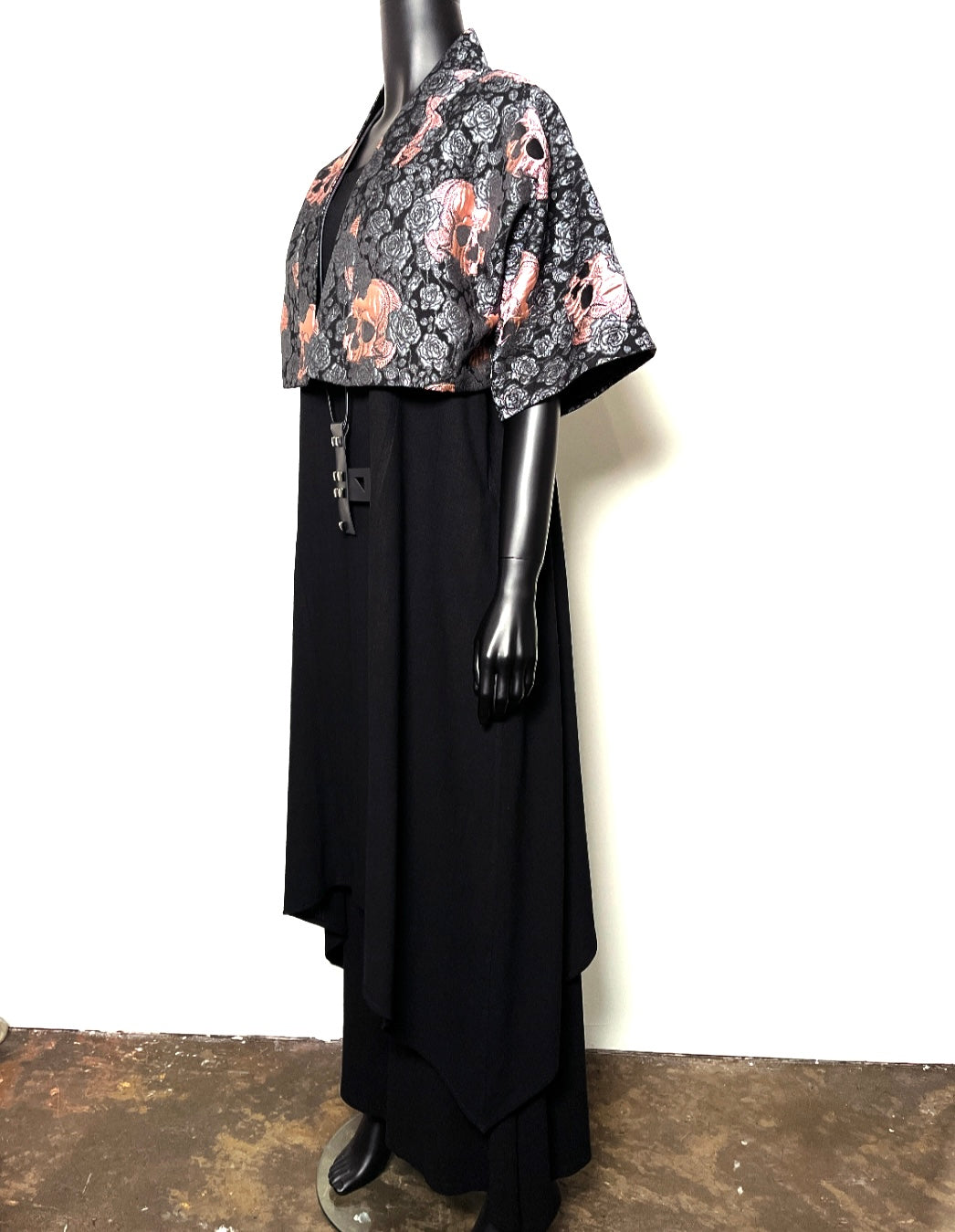 Bolero jacket skulls and roses pink evening coat stylish clothing evening wear handmade in melbourne classy elegant clothing timeless clothing classic style unique clothing unique style ageless style luxe fabrics womens clothing made in melbourne australia eloise the label
