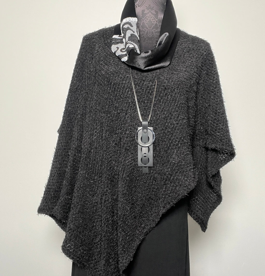 infinity scarf loop scarf black velvet black and white lace made in melbourne eloise the label
