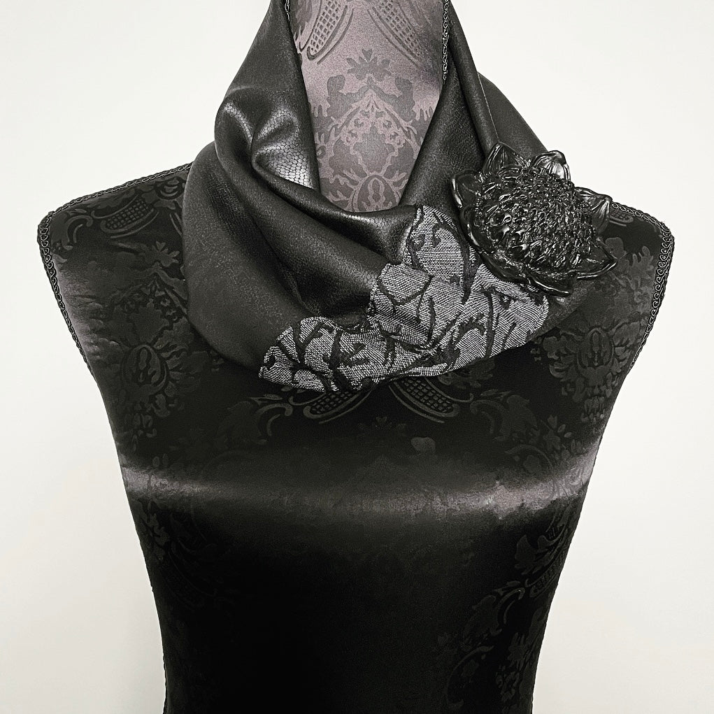 Loop scarf infinity scarf black faux leather grey made in melbourne eloise the label