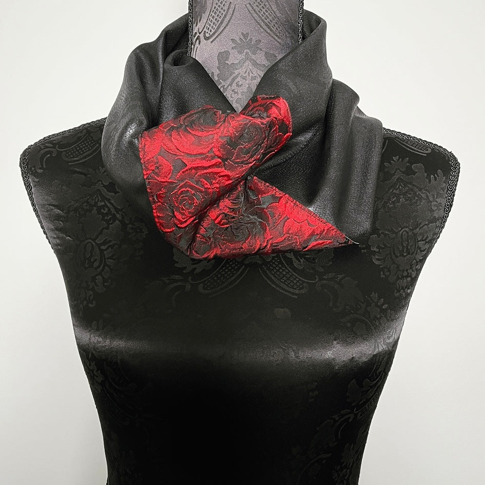 Loop scarf infinity scarf black faux leather red roses made in melbourne eloise the label