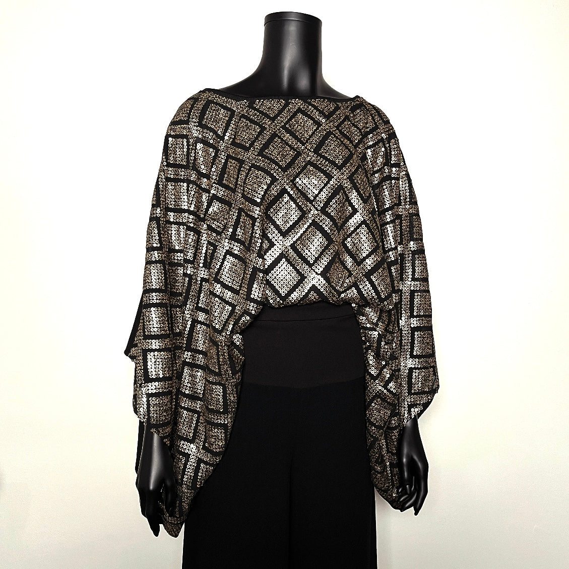Edwina Top - Gold And Black Mini Matte Sequin