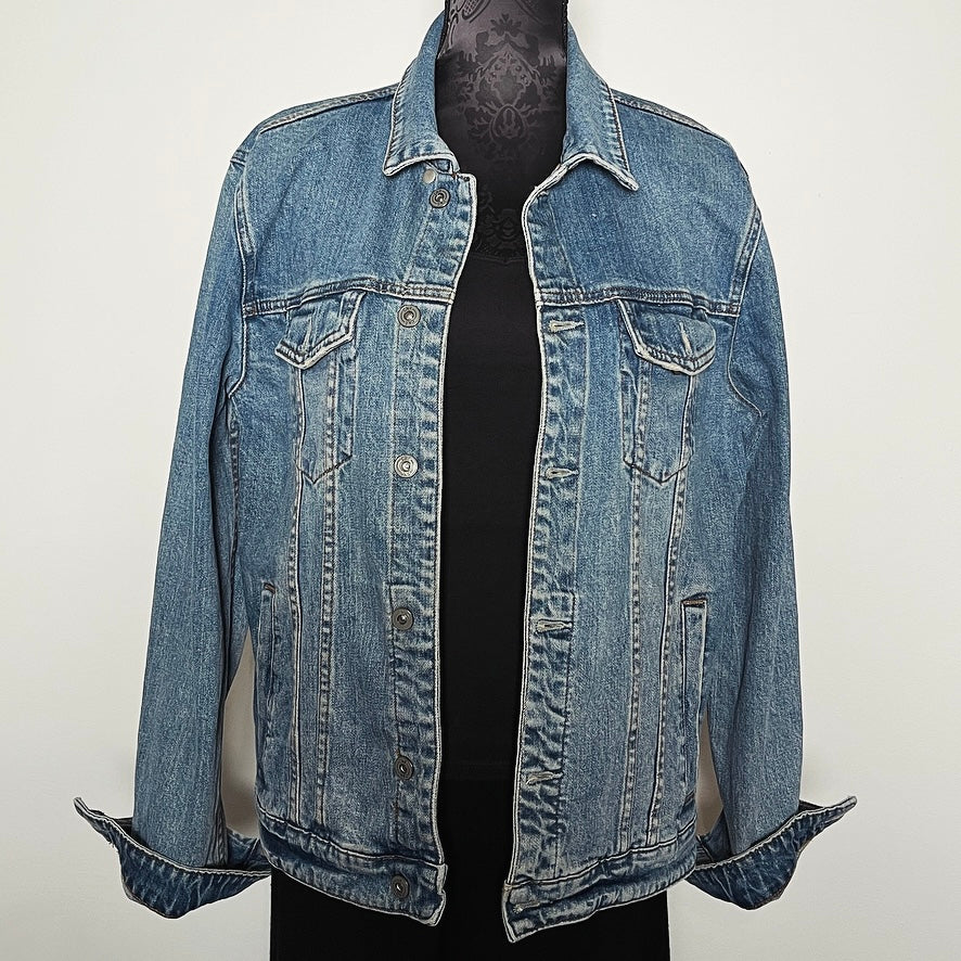 Upcycled denim jacket gold brocade sustainable fashion made in melbourne
