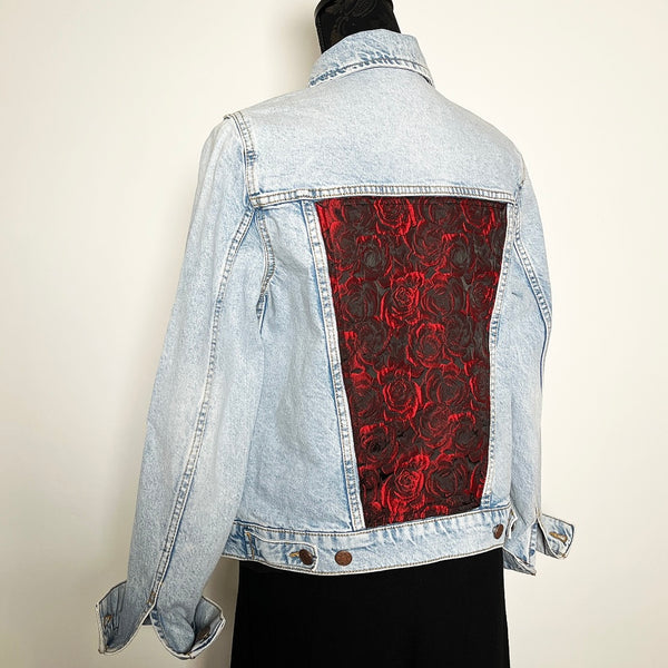 Eloise Upcycled Denim - One Of A Kind - Red roses