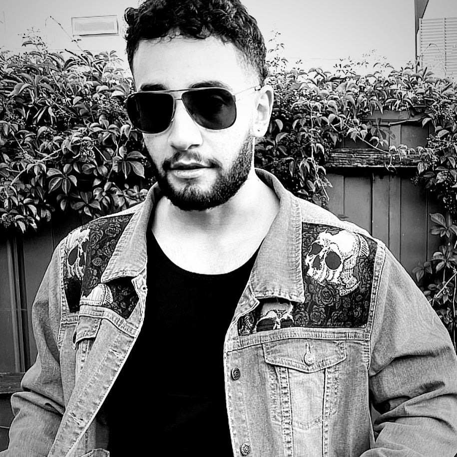 Upcycled mens denim jacket skulls and roses sustainable fashion made in melbourne