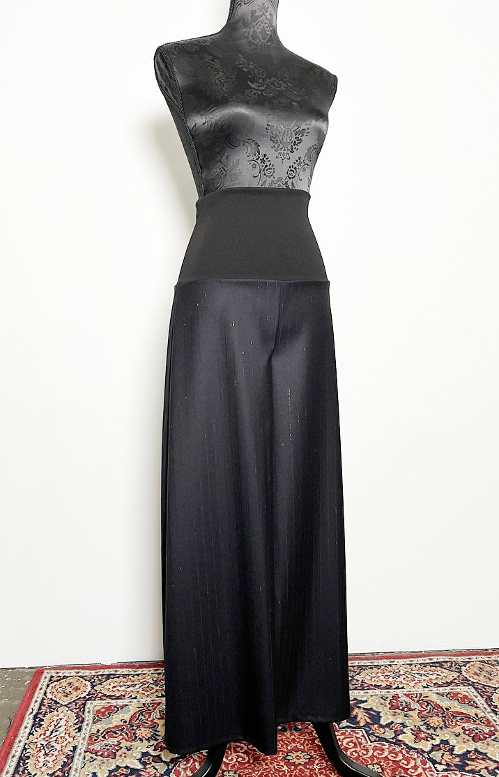 Wide Leg Pant - Italian Wool With Gold Pinstripe