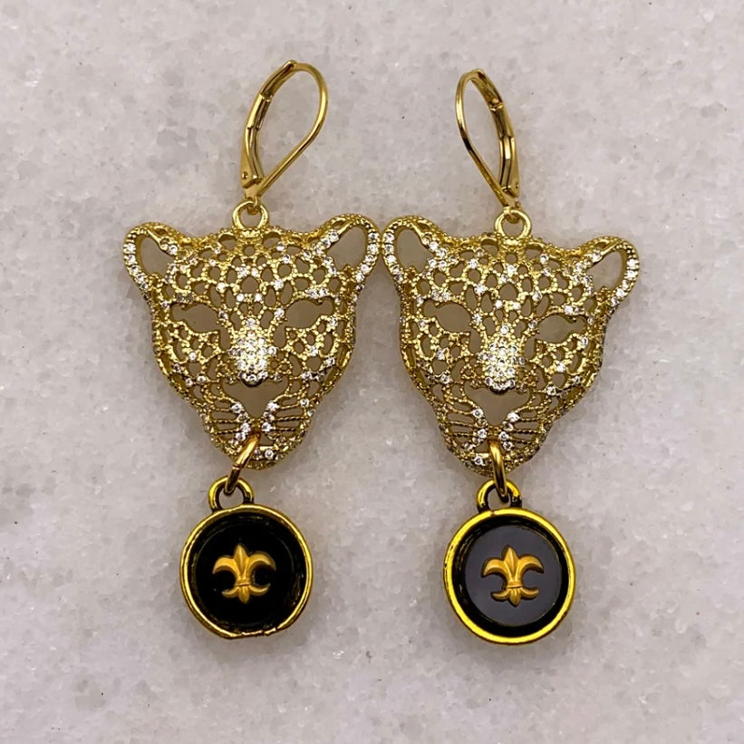 Gold Leopard Earrings