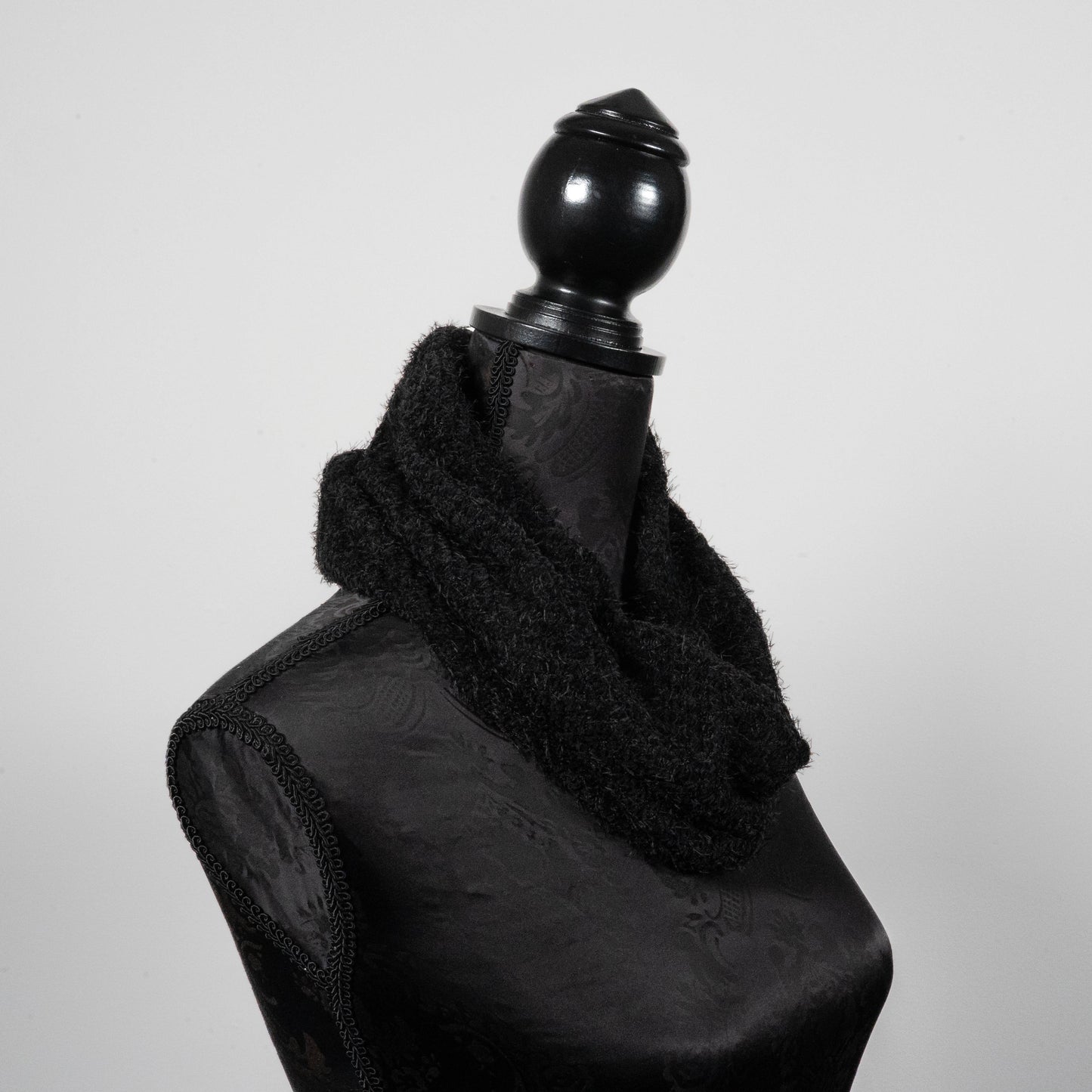Black chenielle knit infinity scarf loop scarf melbourne made eloise the label