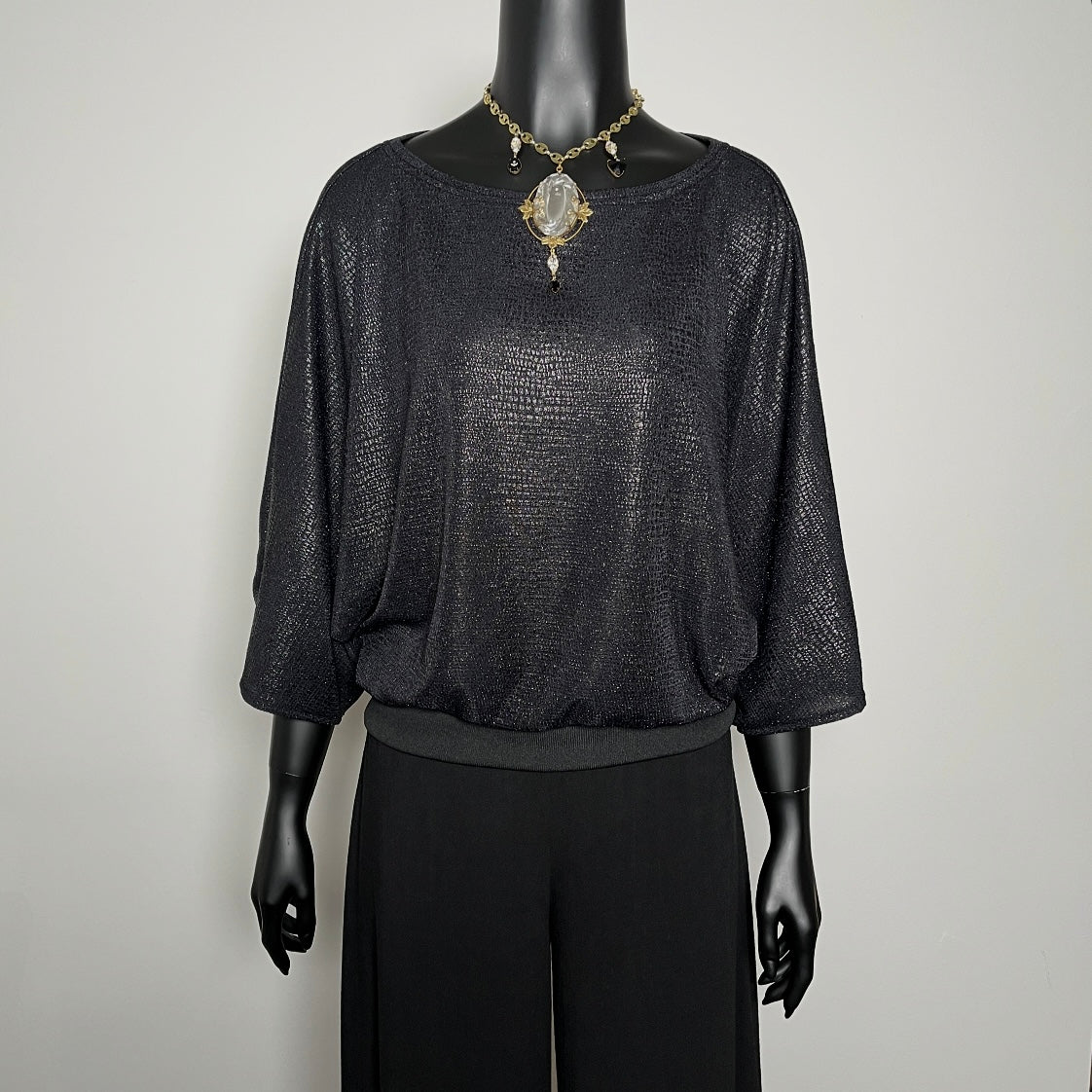 Louisa Top - Black Sparkle Snake