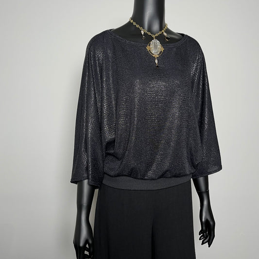 Louisa Top - Black Sparkle Snake
