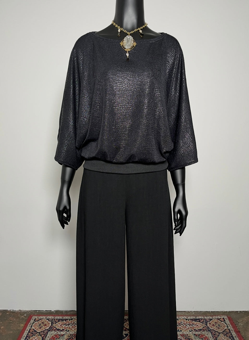 Louisa Top - Black Sparkle Snake