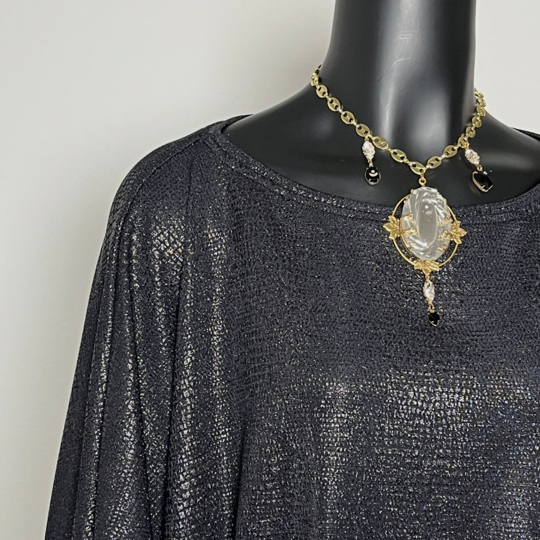 Louisa Top - Black Sparkle Snake