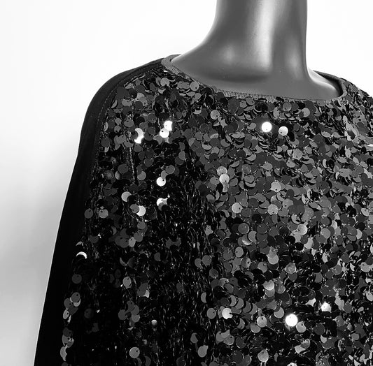 sequins black velvet top womens evening top batwing sleeve relaxed fit evening wear melbourne made eloise the label