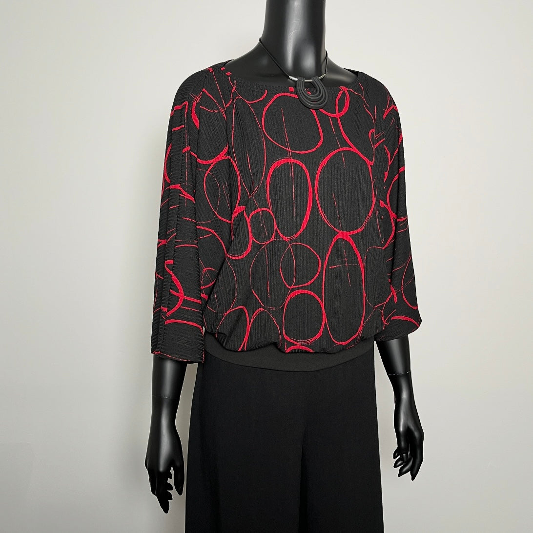 Louisa Top - Black Red Circles