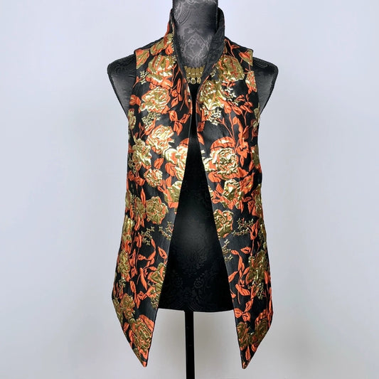 gold brocade vest stand up collar gothic style evening wear made in Melbourne Eloise the label