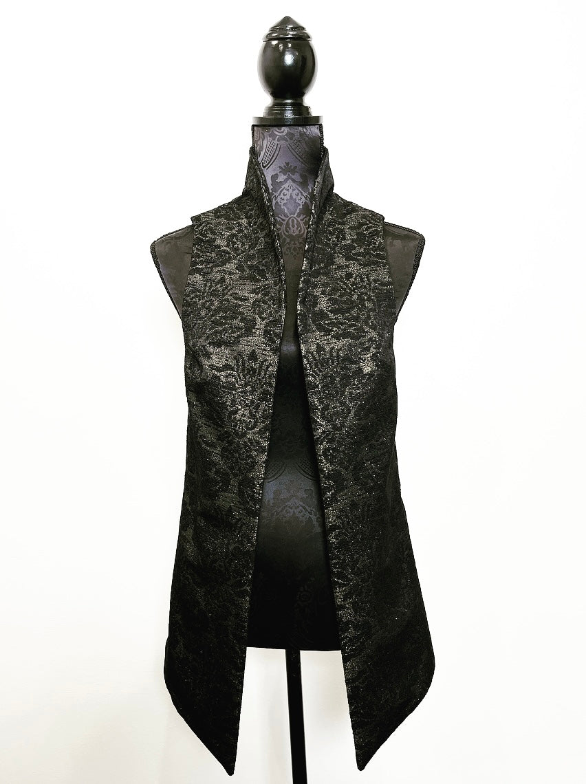Natalia Vest - One Of A Kind - Black jacquard with soft gold sparkle