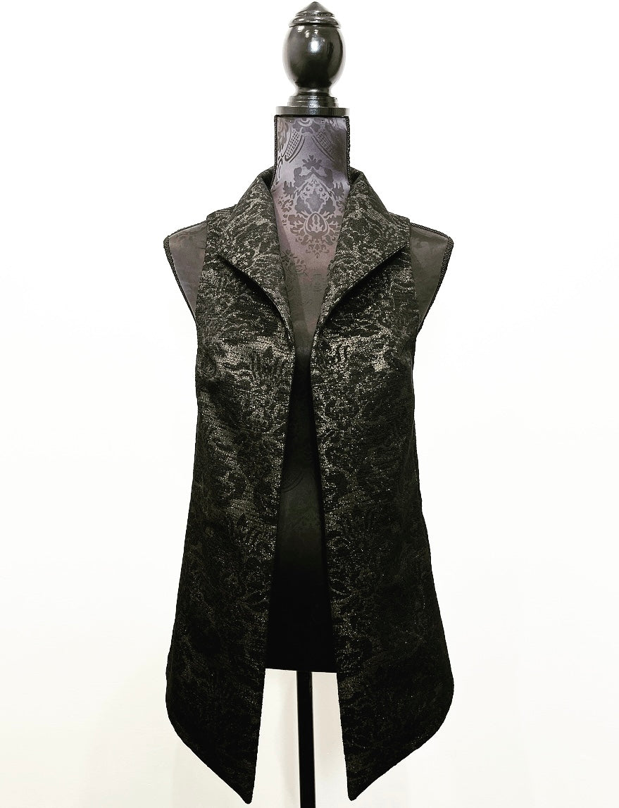Natalia Vest - One Of A Kind - Black jacquard with soft gold sparkle