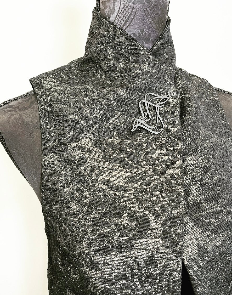 Natalia Vest - One Of A Kind - Black jacquard with soft gold sparkle