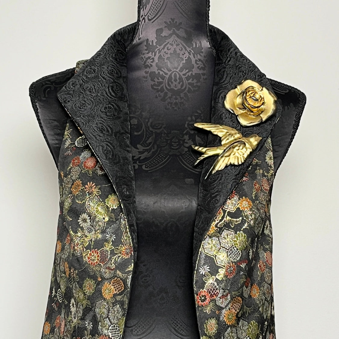 Natalia Vest - Japanese Floral Brocade