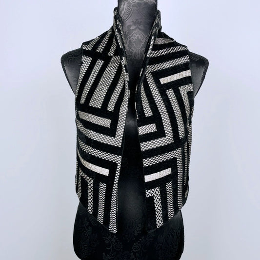 Nikita Vest - Black Velvet Striped Jacquard ** Pre-Order Pricing