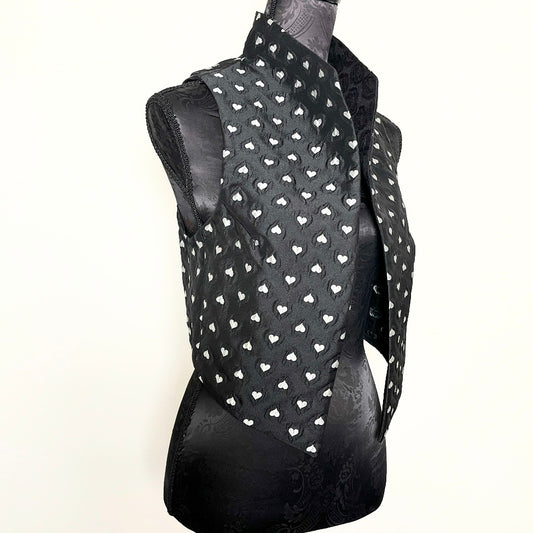 black and white hearts vest stand up collar jacquard evening wear event wear made in melbourne eloise the label