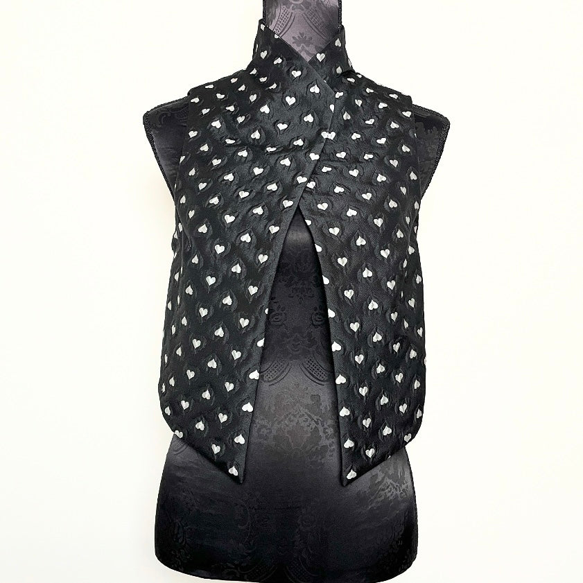 black and white hearts vest stand up collar jacquard evening wear event wear made in melbourne eloise the label