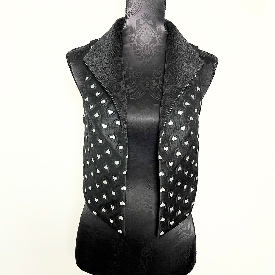 black and white hearts vest stand up collar jacquard evening wear event wear made in melbourne eloise the label