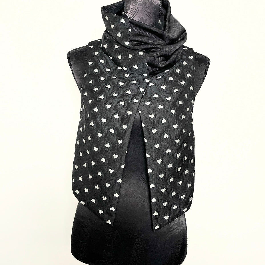 black and white hearts vest stand up collar jacquard evening wear event wear made in melbourne eloise the label