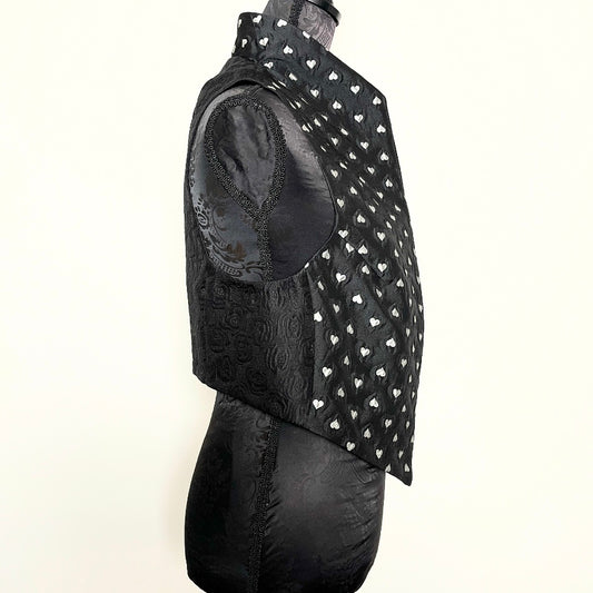 Nikita Vest - Hearts and black floral jacquard - One Of A Kind