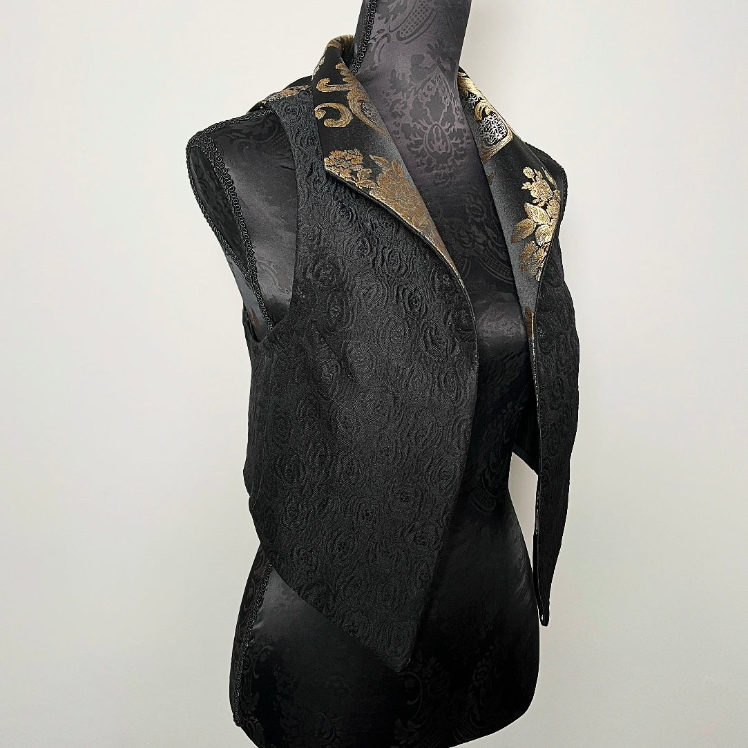 black gold brocade vest evening wear ladies event wear melbourne made eloise the label
