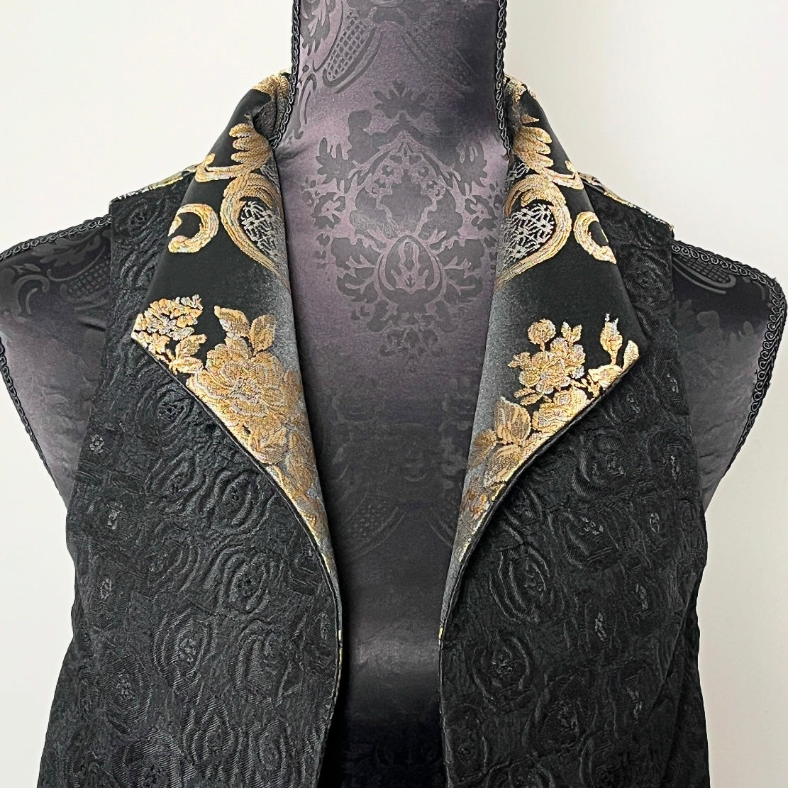 black gold brocade vest evening wear ladies event wear melbourne made eloise the label