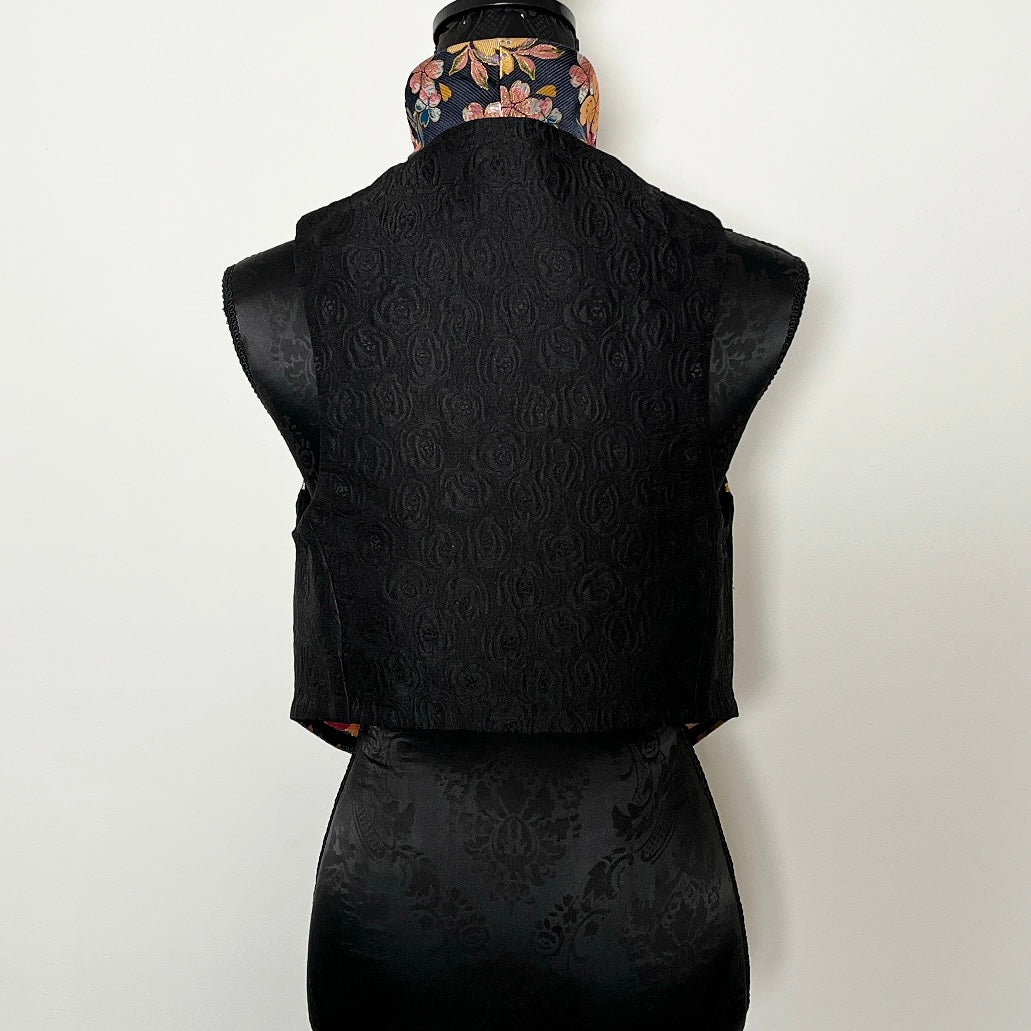 Nikita Vest - Japanese Obi Fabric In Gold Floral - One Of A Kind