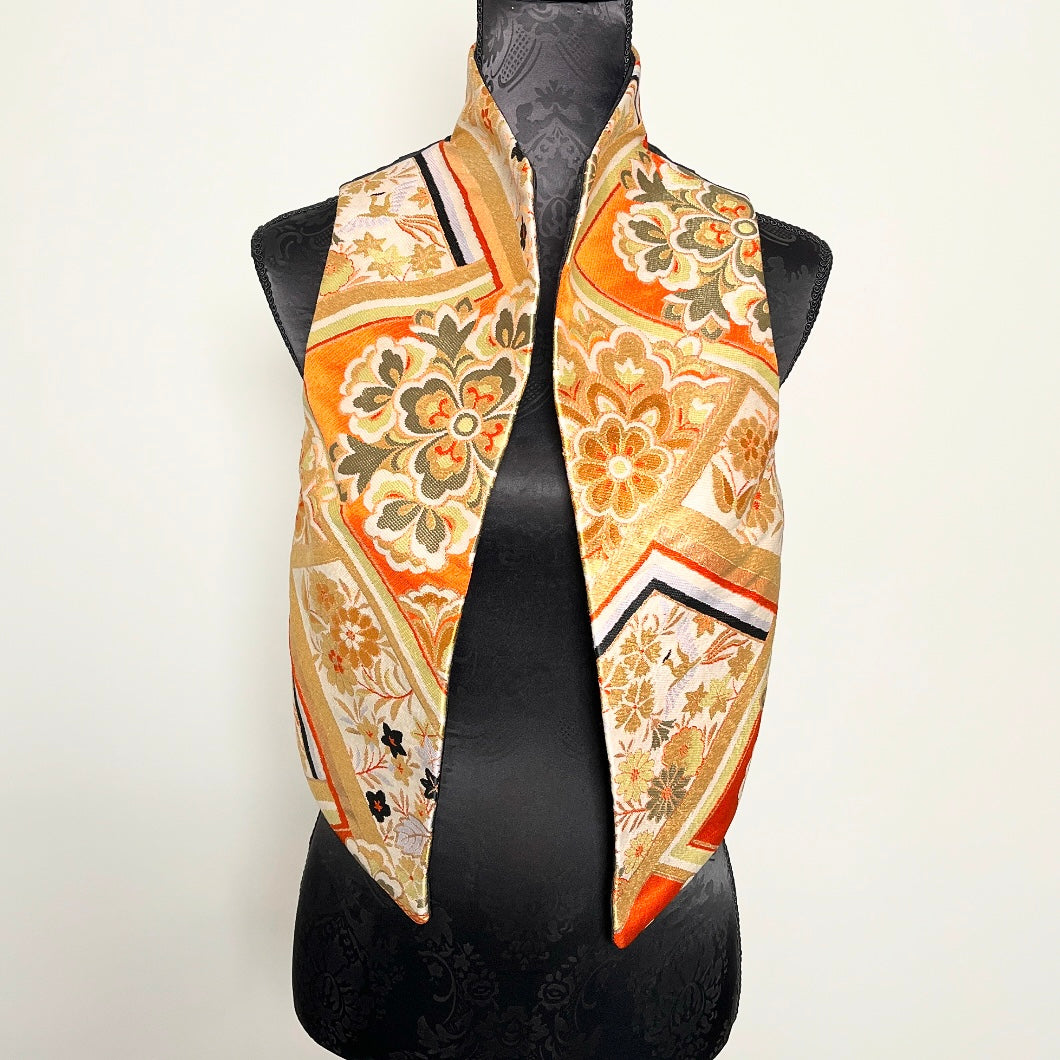 ladies brocade vest vintage japanese obi fabric floral gold evening wear melbourne made eloise the label