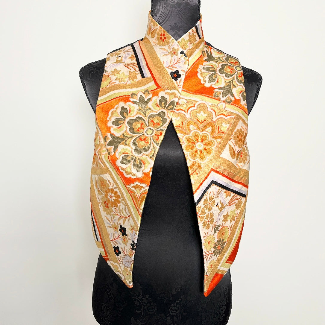ladies brocade vest vintage japanese obi fabric floral gold evening wear melbourne made eloise the label