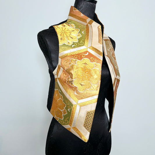 ladies brocade vest vintage japanese obi fabric floral gold evening wear melbourne made eloise the label