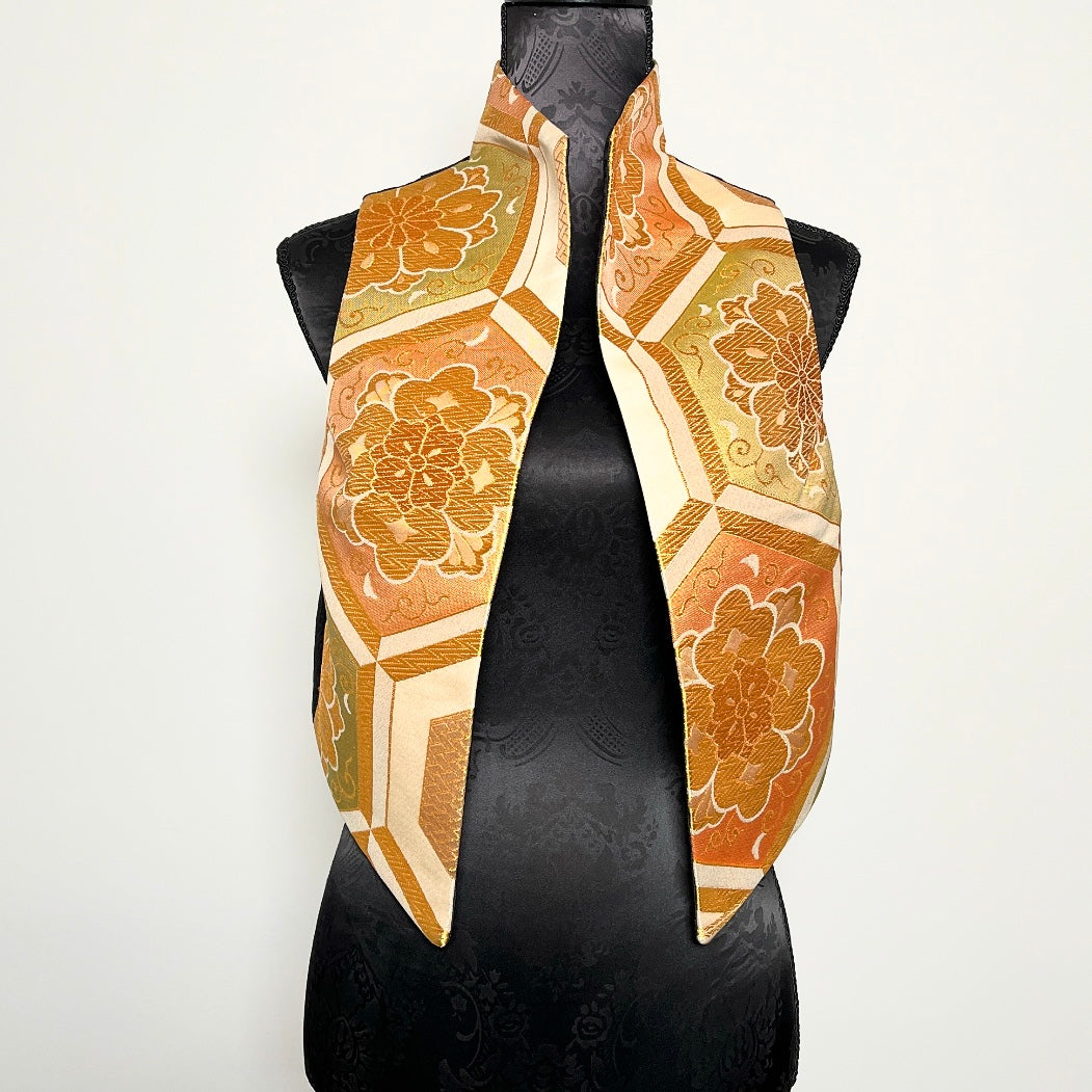 ladies brocade vest vintage japanese obi fabric floral gold evening wear melbourne made eloise the label