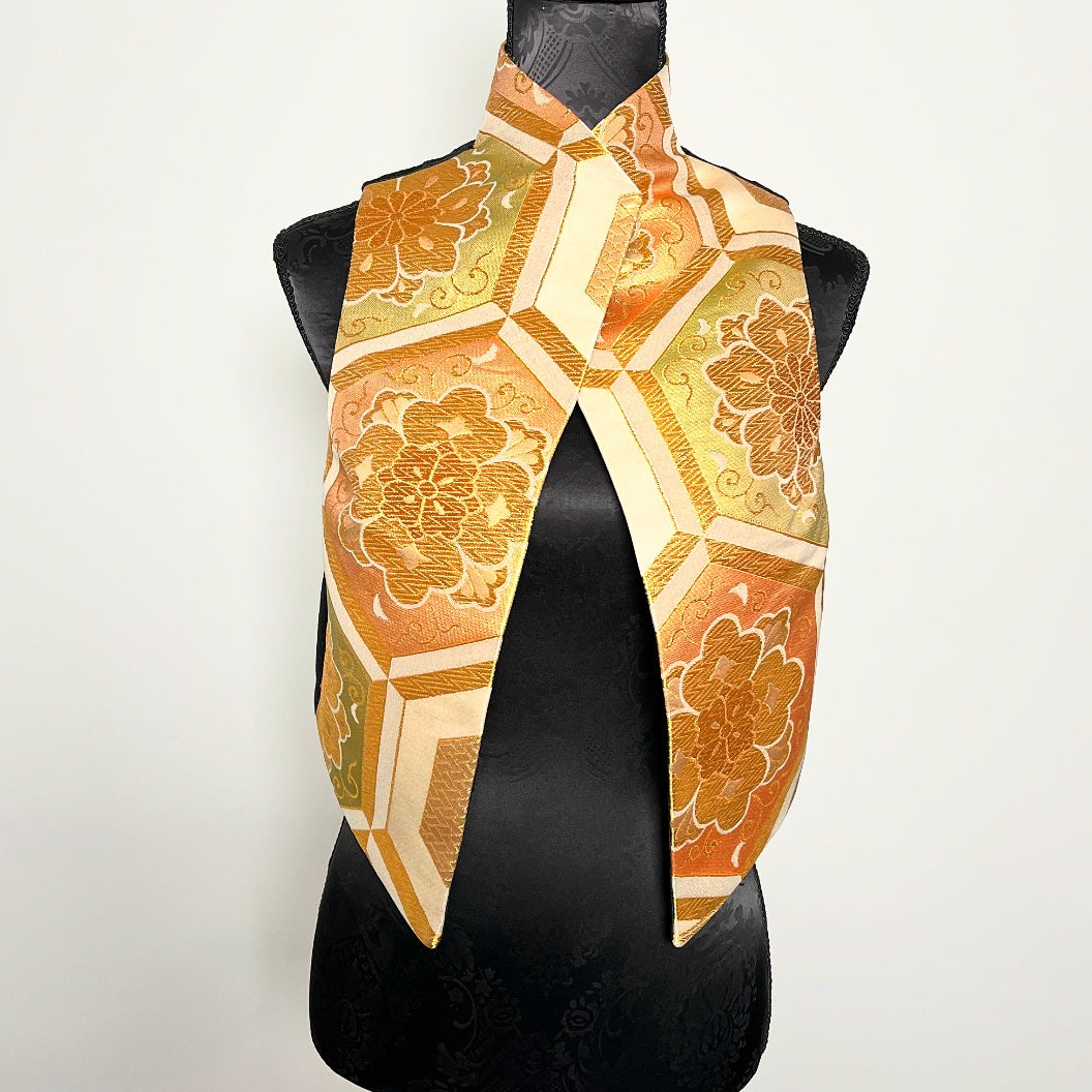 ladies brocade vest vintage japanese obi fabric floral gold evening wear melbourne made eloise the label