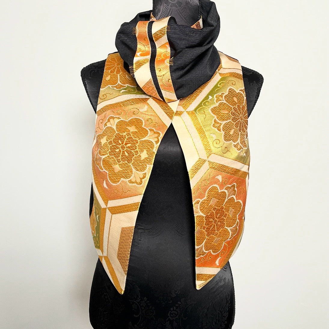 ladies brocade vest vintage japanese obi fabric floral gold evening wear melbourne made eloise the label