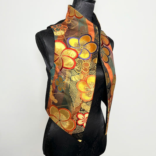 ladies brocade vest vintage japanese obi fabric floral gold evening wear melbourne made eloise the label