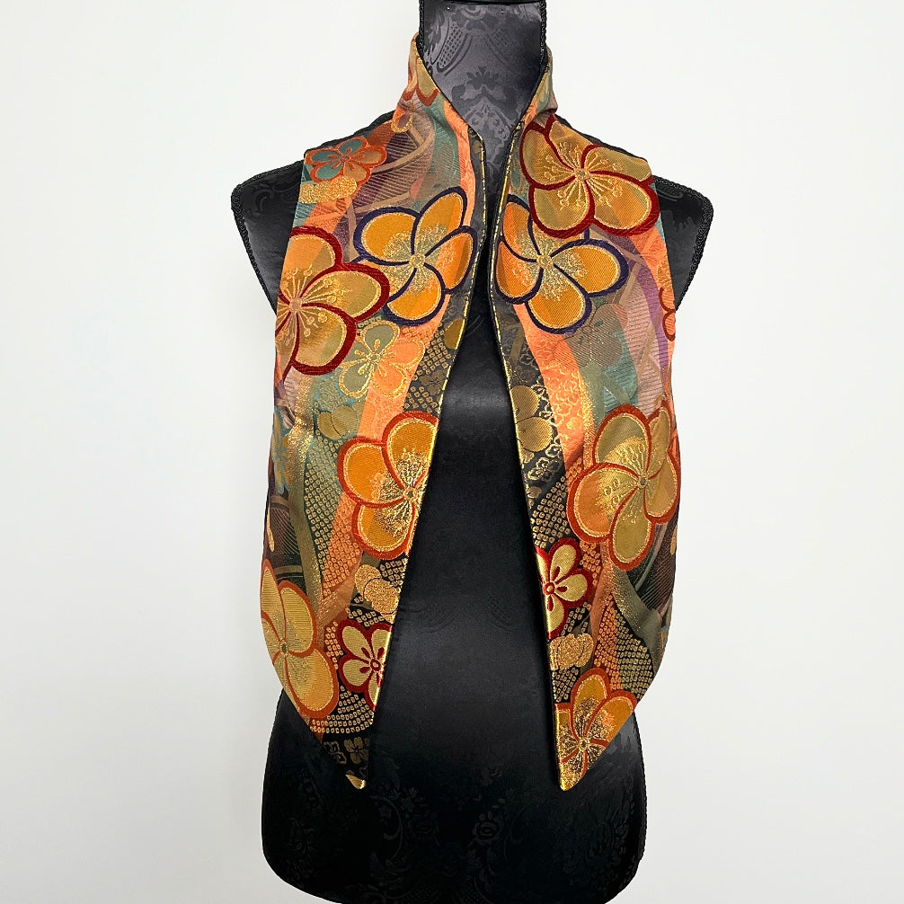 ladies brocade vest vintage japanese obi fabric floral gold evening wear melbourne made eloise the label