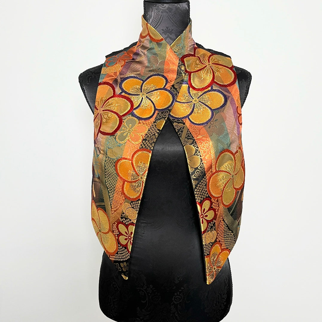 ladies brocade vest vintage japanese obi fabric floral gold evening wear melbourne made eloise the label