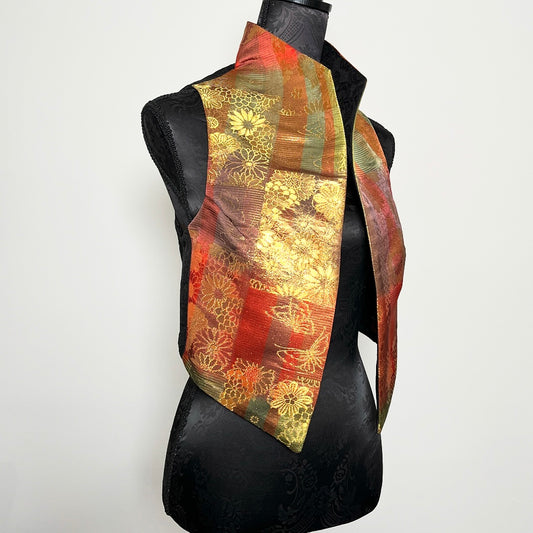 ladies brocade vest vintage japanese obi fabric floral gold evening wear melbourne made eloise the label